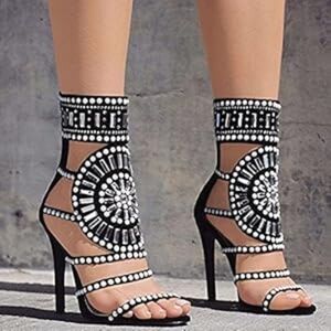 Jacobies Black and White Strappy Heels